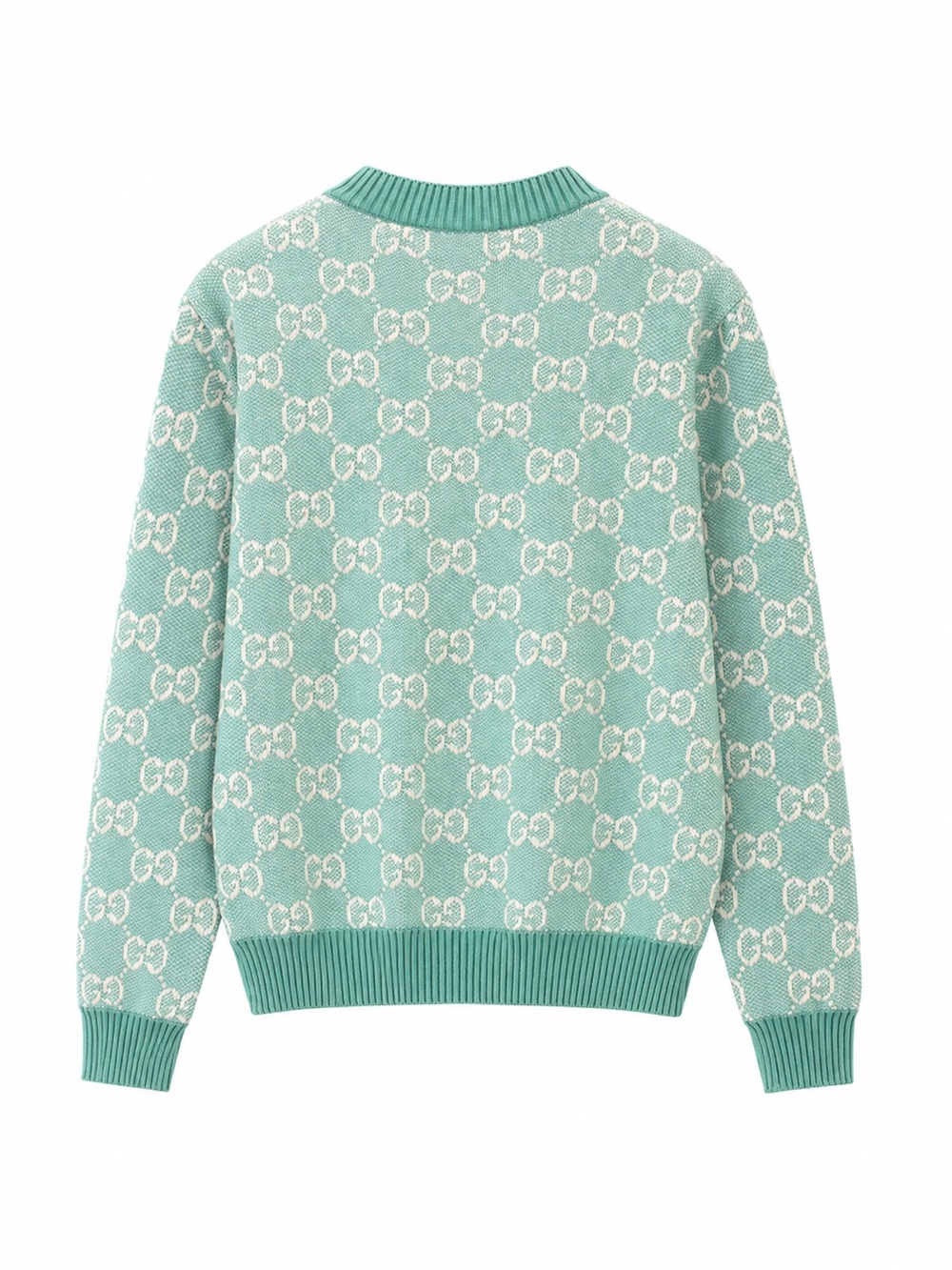 Gucci Mint Green GG Jacquard Crewneck Sweater - Picture 2 of 5